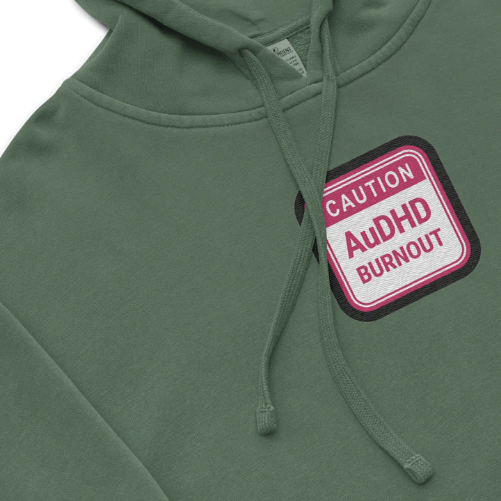 CAUTION: AuDHD BURNOUT embroidered pigment hoodie (pink bubble design) product image (1)