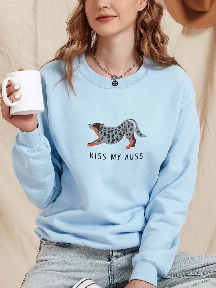 Kiss My Auss Sweatshirt (Embroidered) of an Australian Cattle Dog(Blue Heeler) product image (2)
