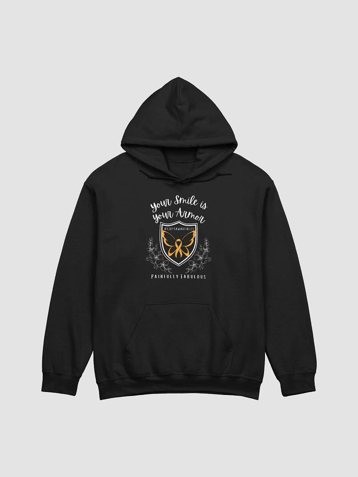 Your Smile is Your Armor CRPS Awareness Hoodie (White Print) product image (1)