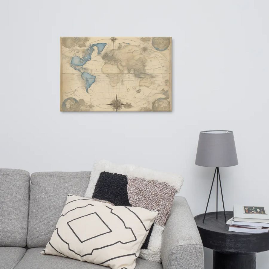 World Map for Wall Art | Earth Impressions Hand-Drawn World Map [24
