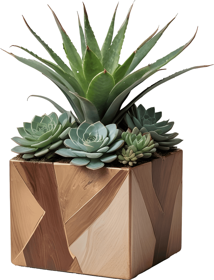 Earthly Symphony – Cube Succulent Vase PNG product image (1)