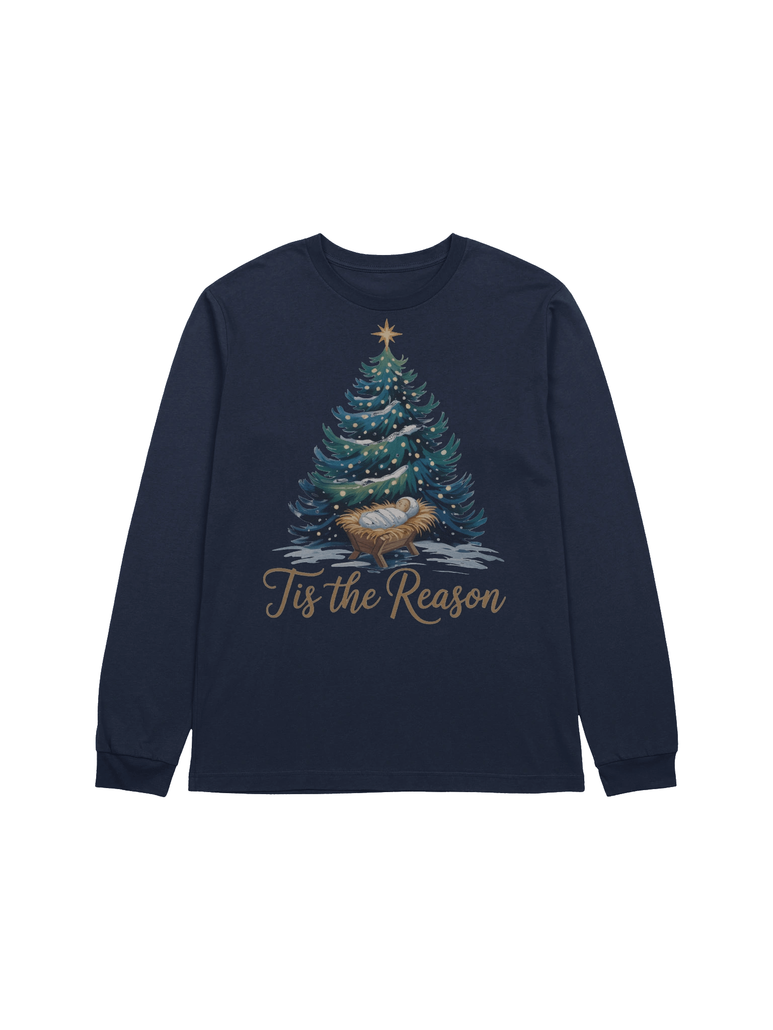 Christian Christmas Long Sleeve Shirt Tis the Reason Christmas Tree product image (8)
