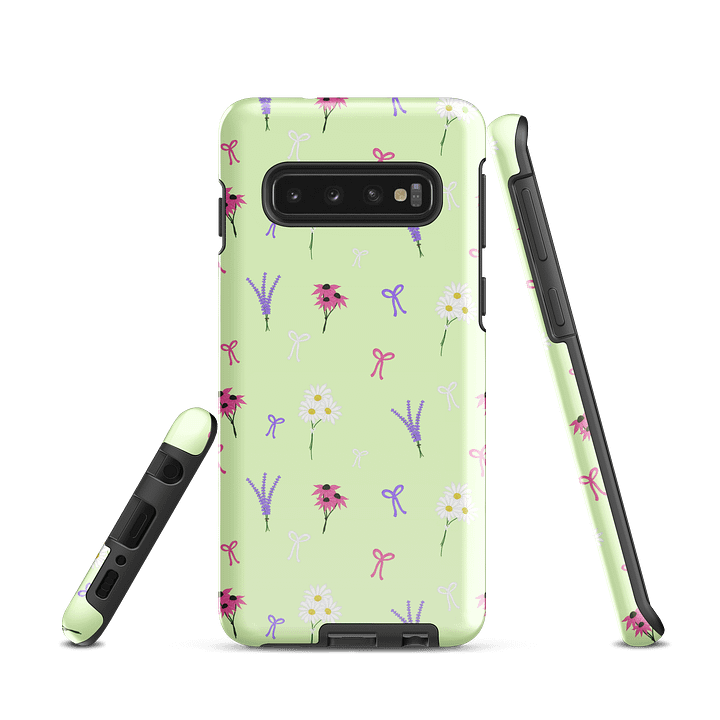 Wildflowers and Bows Pattern- Green Background Samsung® Tough Case product image (1)