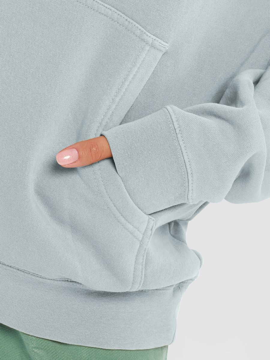 Plain Color Pigment Sage Hoodie product image (5)