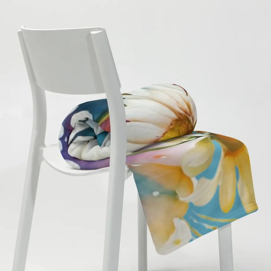 Watercolor Floral Daisy Throw Blanket product image (9)