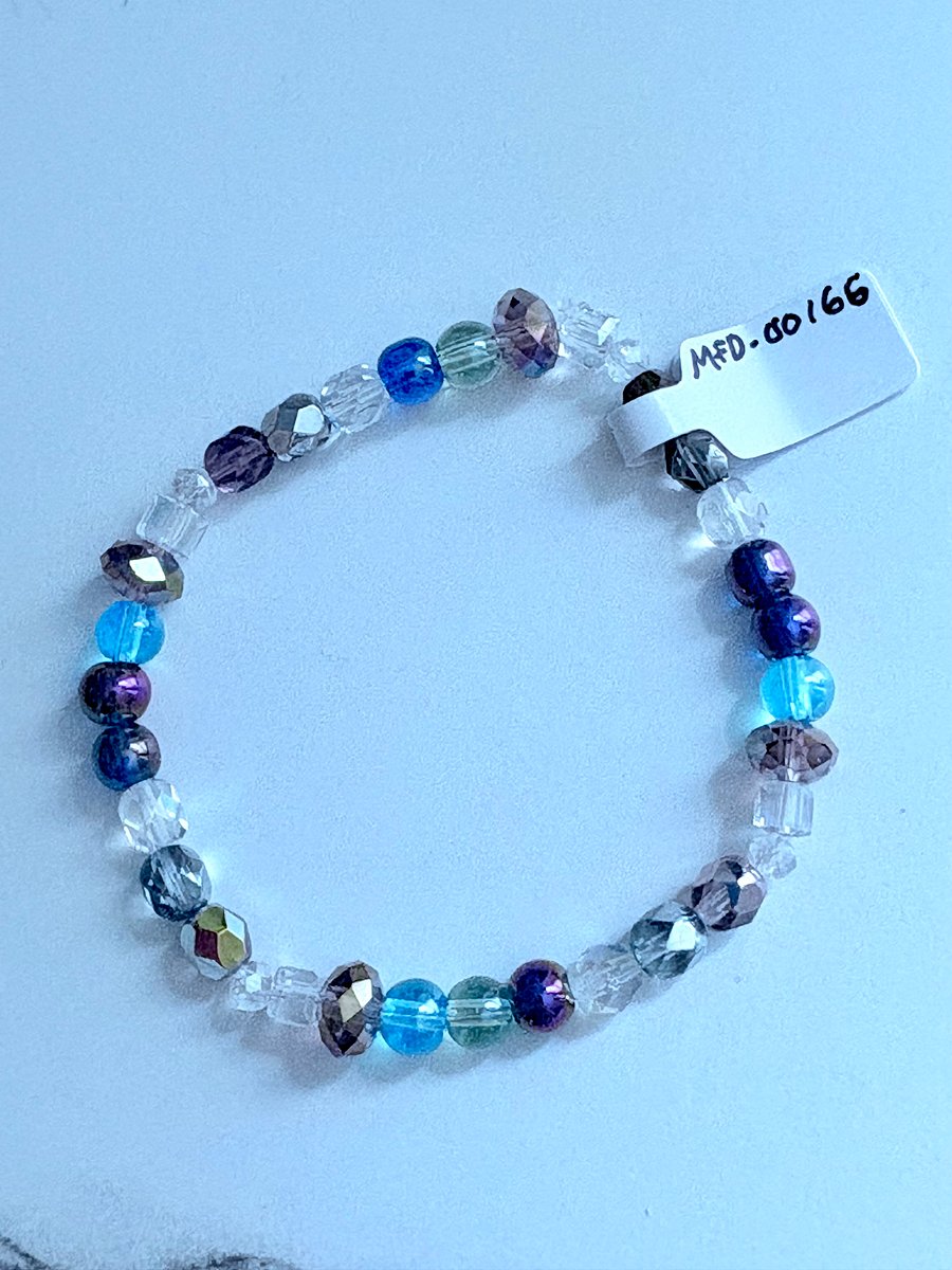 Handmade 7.5" Purple, Blue & Clear Bead Stretch Bracelet | Coastal Charm Jewelry by Monique Faella Designs™ | MFD-00166 product image (5)