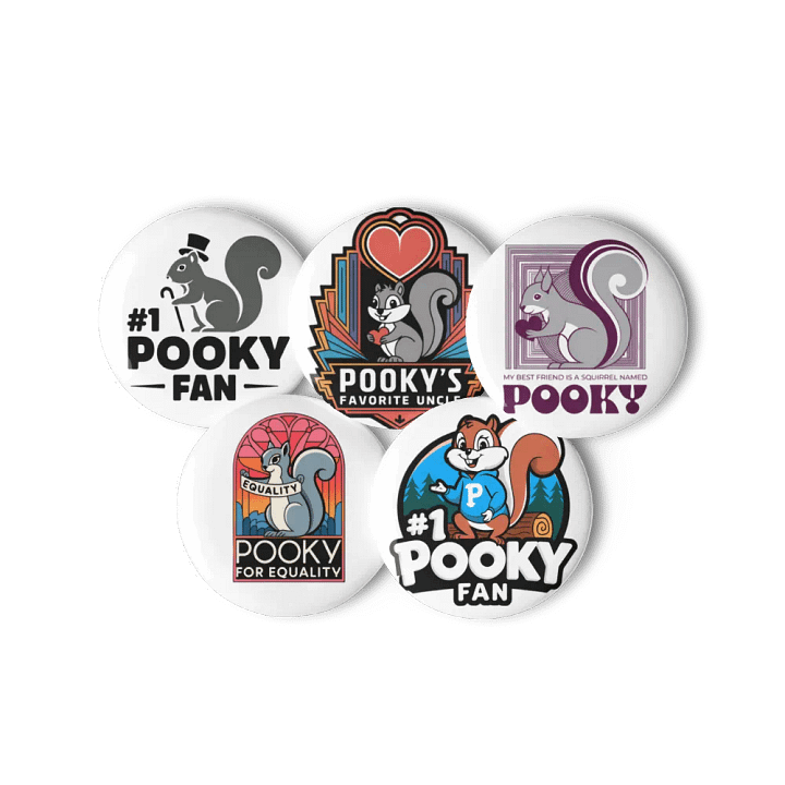 Original Pooky Artwork Buttons: Set of Five -v product image (3)