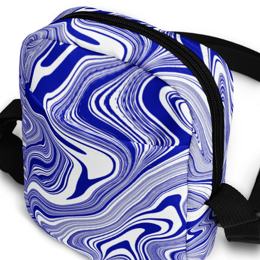 Utility Crossbody Bag - Blue and White Liquid Swirls product image (4)