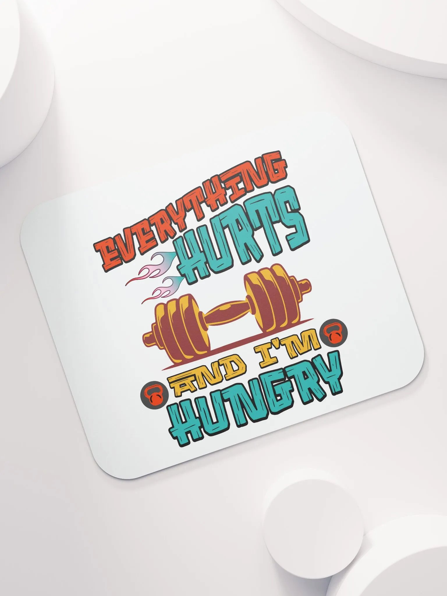 Everything Hurts And Im Hungry Weightlifting Flaming Barbell Mouse Pad product image (4)