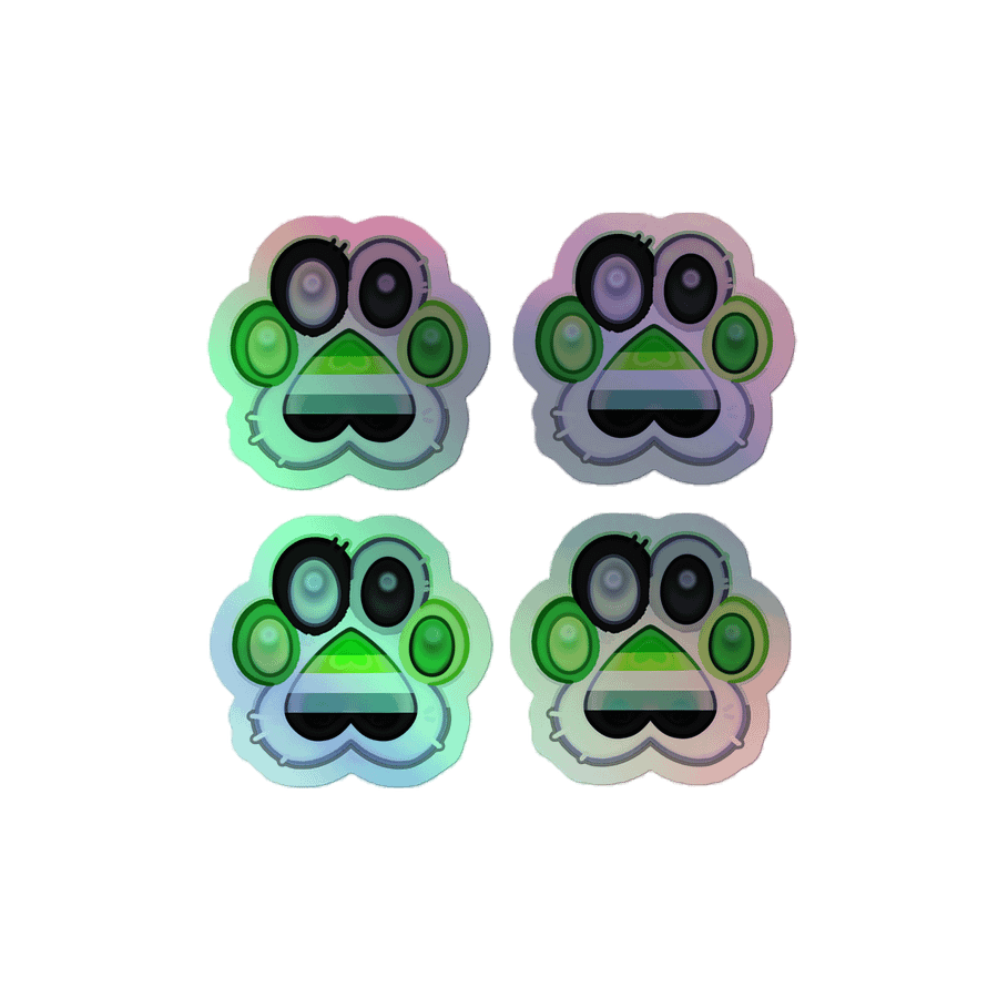 Aromantic Pride Paw Print Holographic Kiss Cut Sticker Sheet product image (1)