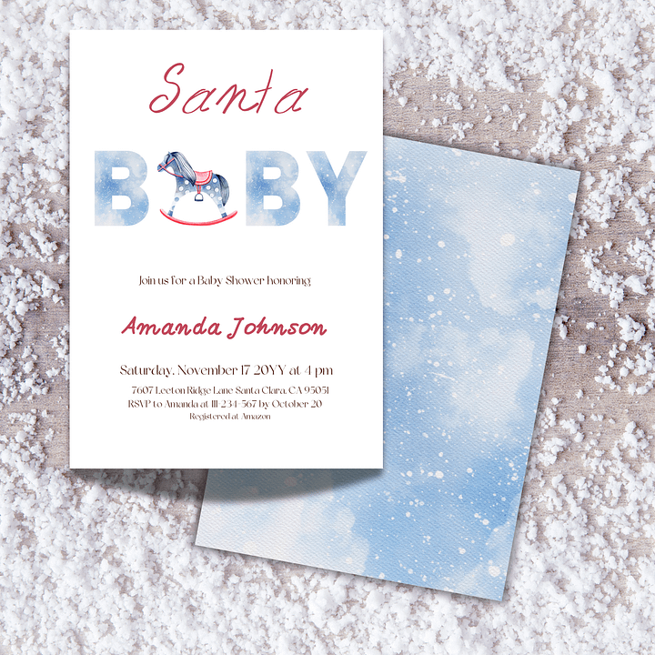 Santa Baby Shower Invitation for Christmas Gingerbread Man Themed Party, Digital Download Winter Boy Baby Shower Invite, Canva Template product image (2)