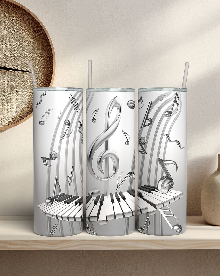 3D Metallic Music Notes with Keyboard product image (2)