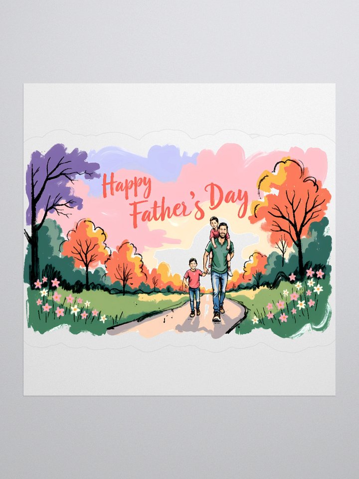 Joyful Father’s Day Walk | Vibrant Family Art Print Sticker product image (3)