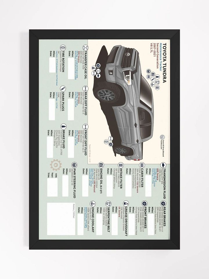 2ND GEN TUNDRA MAINTENANCE TRACKER - Silver / Cement (Framed) product image (2)