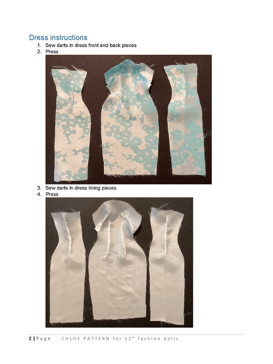 Chloe sewing pattern for 12" fashion dolls product image (3)
