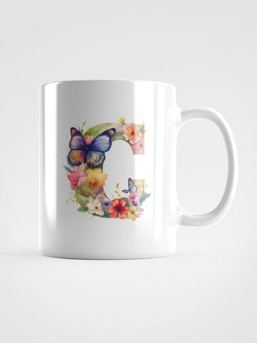 Letter C Monogram Floral Fantasy White Glossy Mug product image (1)