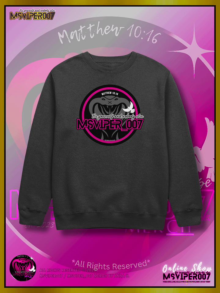 Sweatshirt - "MsViper_007™ Brand Classic" [pink/blk emblem] - Streetwear/Cozy Sweatshirt By Anna H. product image (1)