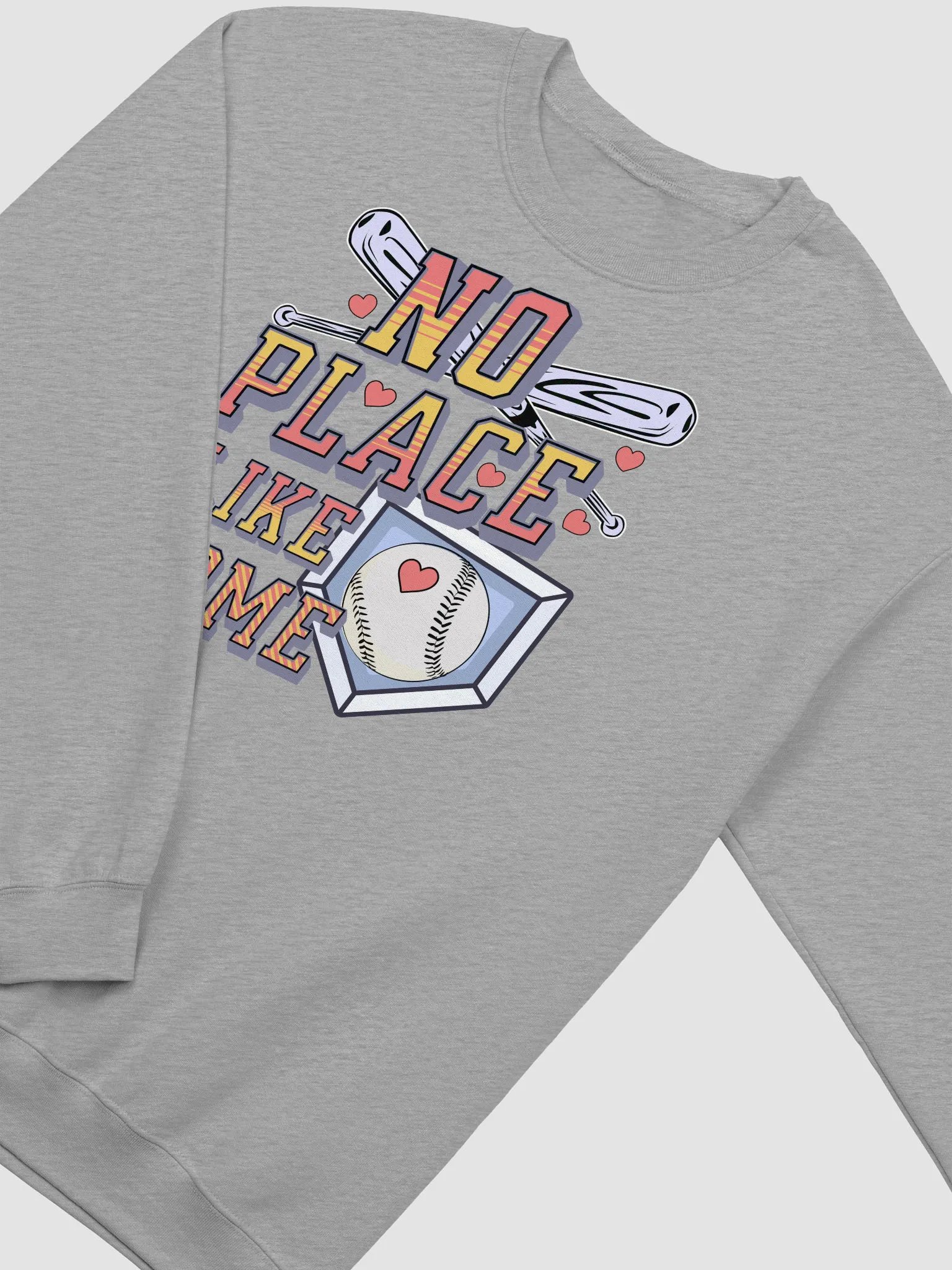 No Place Like Home Baseball Heartbeat Crewneck Sweatshirt product image (20)