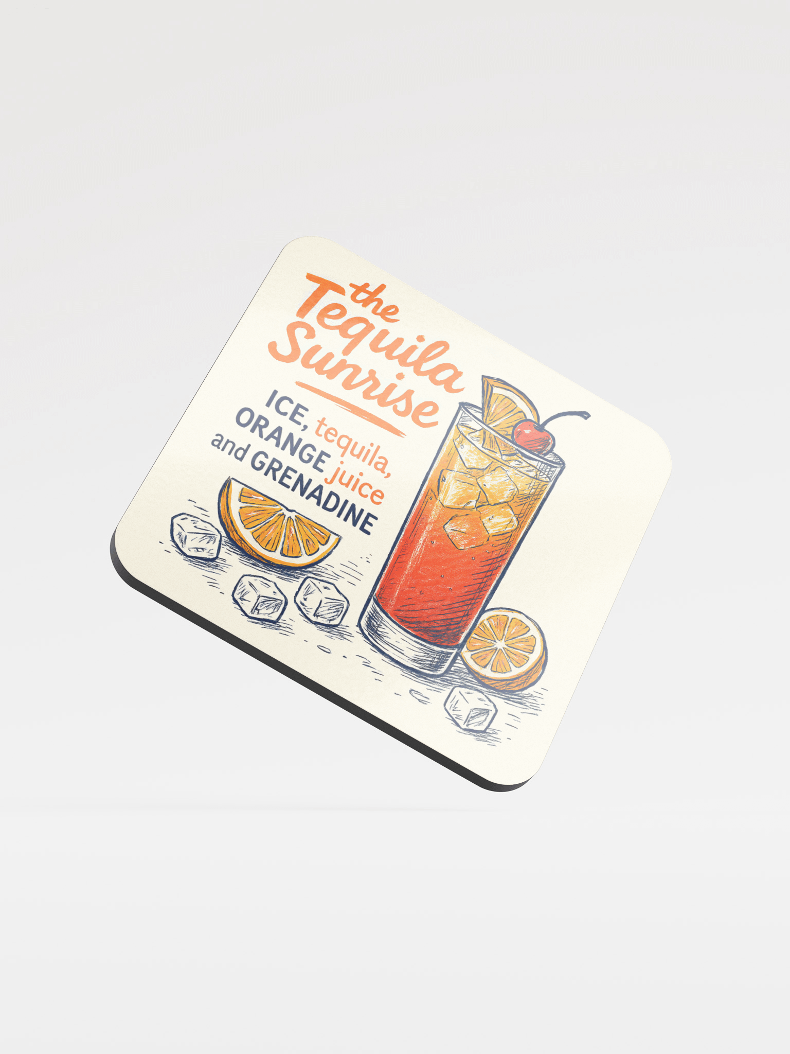 Tequila Sunrise Cocktail Coaster – Retro Citrus Bar Decor product image (2)