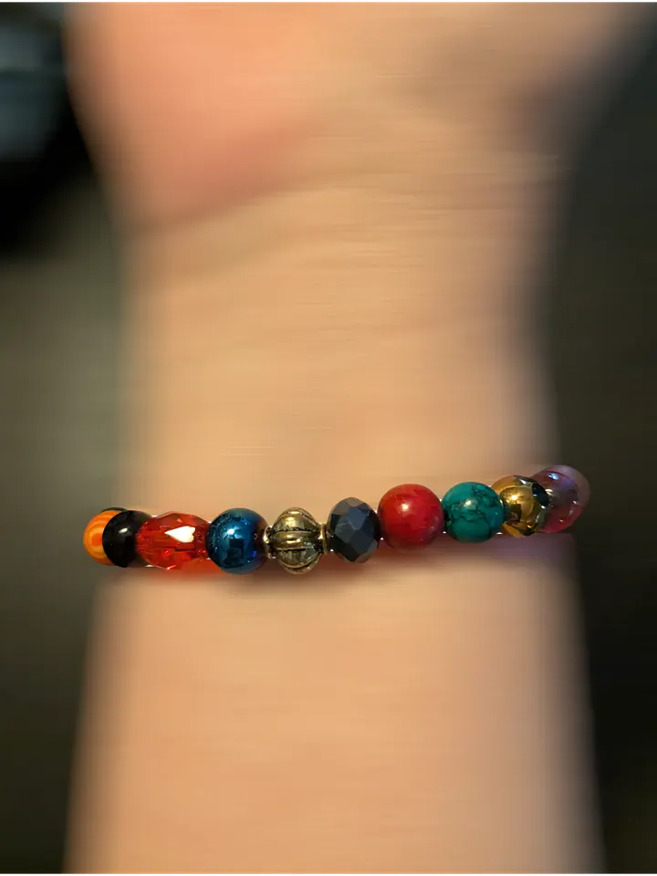 Handmade Multi Color Bracelet with Purple Cross & Bell product image (2)