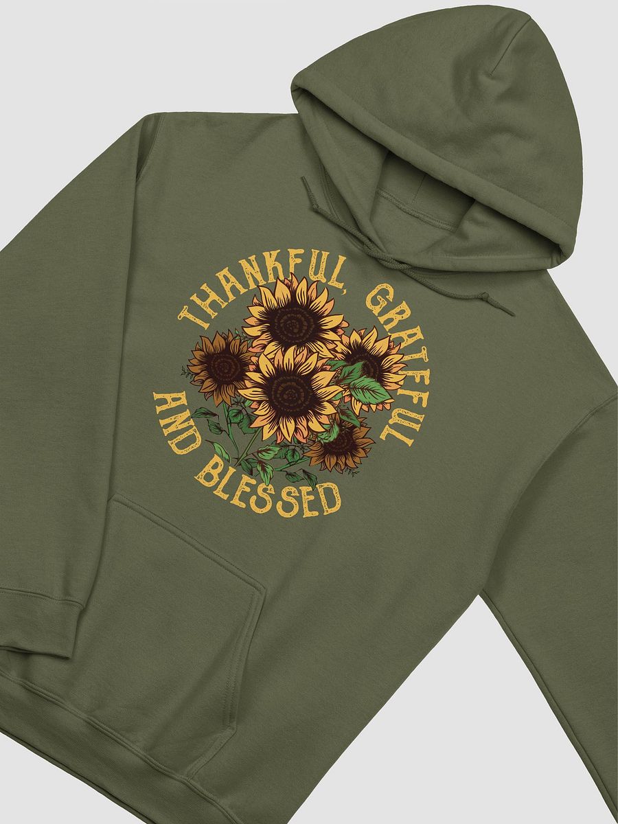 Thankful, Grateful, and Blessed Sunflower Hooded Sweatshirt | Motivational Fall and Thanksgiving Hoodie Design product image (31)