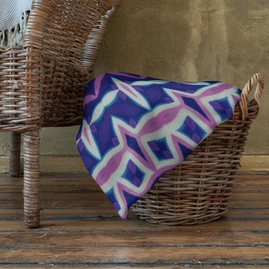 Blue, Navy & Pink Geometric Throw Blanket product image (11)
