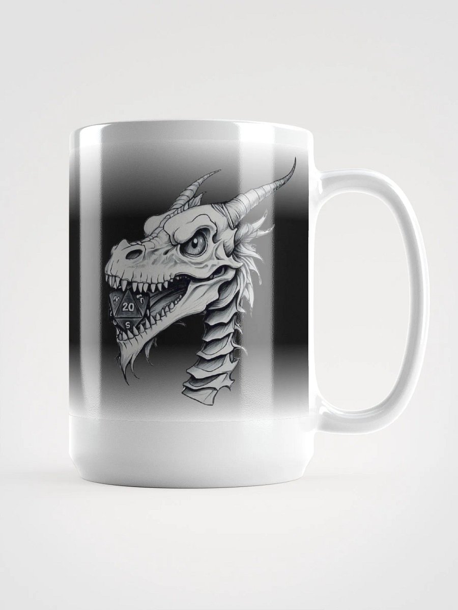 D20 Dragon Skull Monochromatic Black & White 15 0z. mug product image (3)