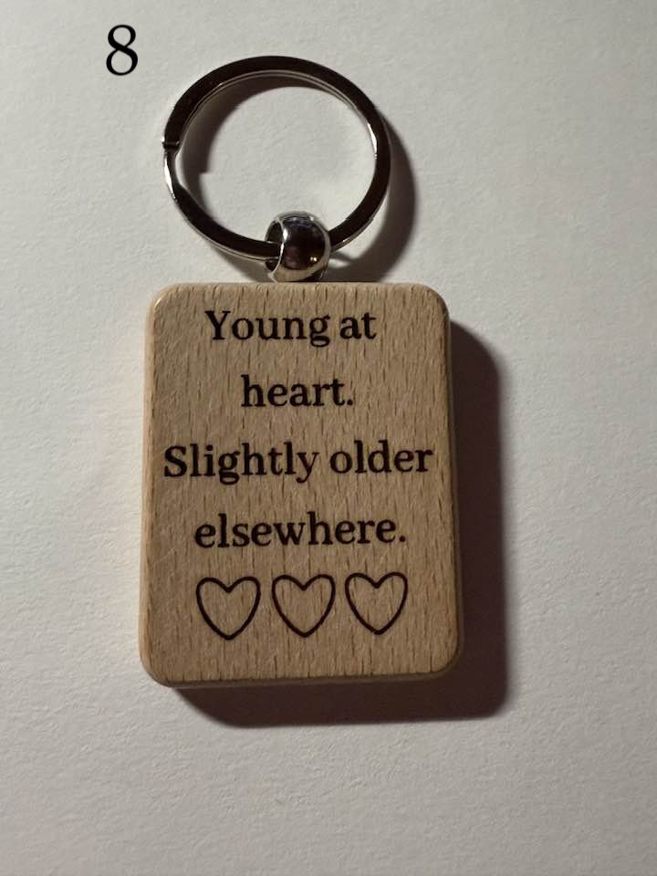 Wooden Engraved Keychains – Funny Aging Sayings | Perfect Birthday Gift | Choose Design by Number product image (8)