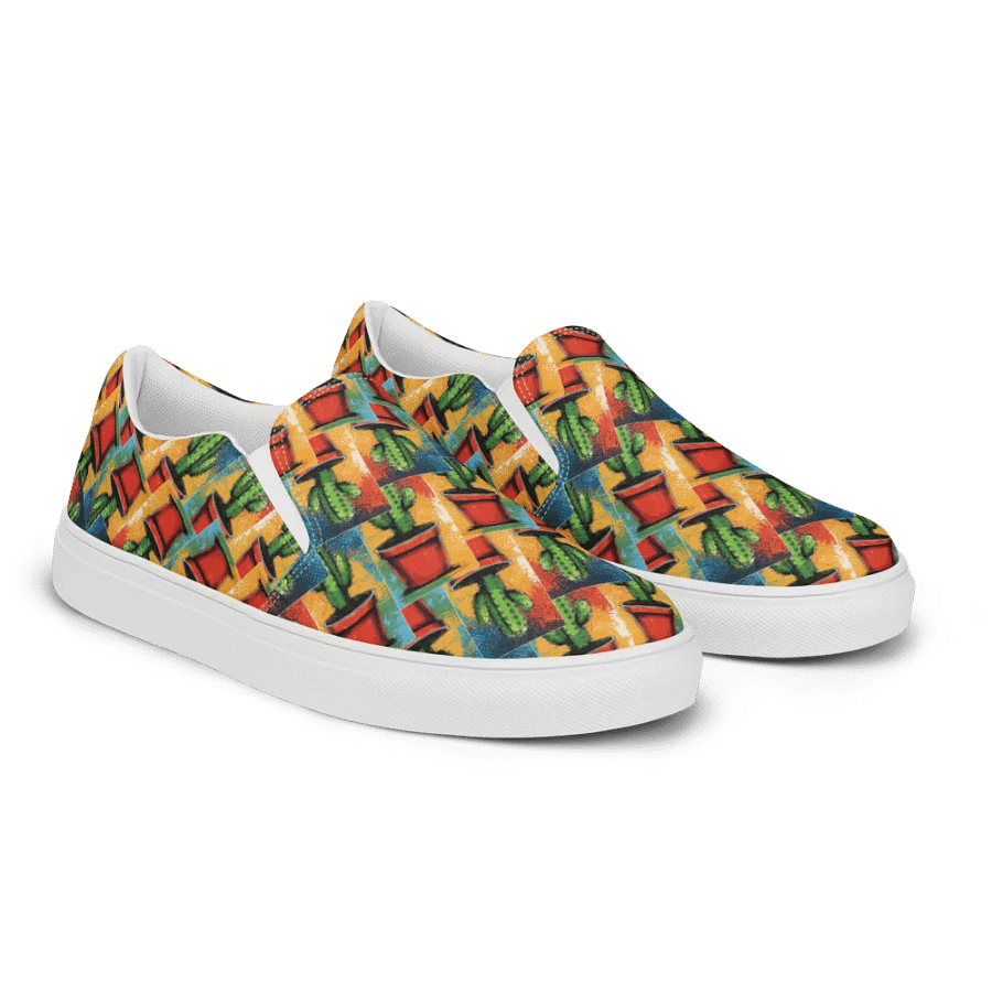 🌵 Women's Slip-On Canvas Shoes – Cactus Print for a Trendy Desert Vibe! product image (2)