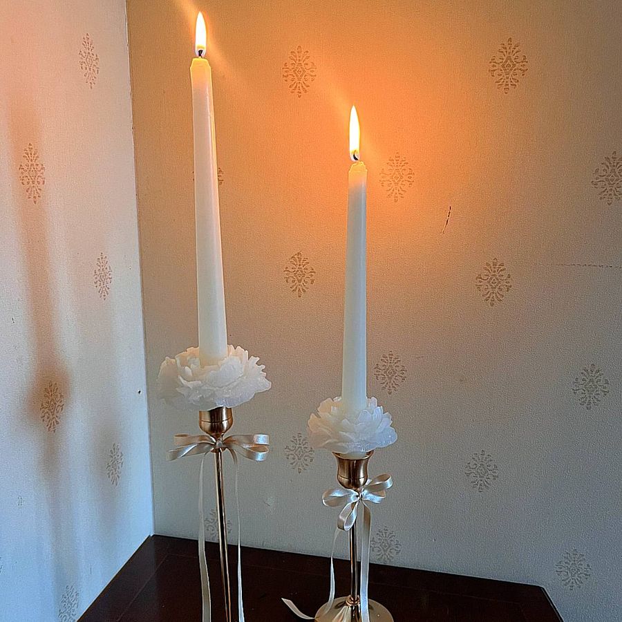 Half Peony Taper Candle | Peony Flower Candle | Wedding Table Setting Idea | Table Candle | 3D Aesthetic Candle | Dinner Candle | Taper Candle product image (7)