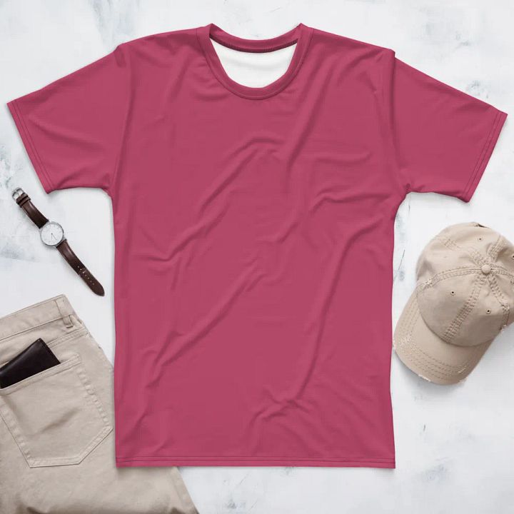 Plain Vibrant Red Soft Summer Men's Crewneck Polyester Heavyweight Premium T-Shirt by Treasure Pie product image (1)