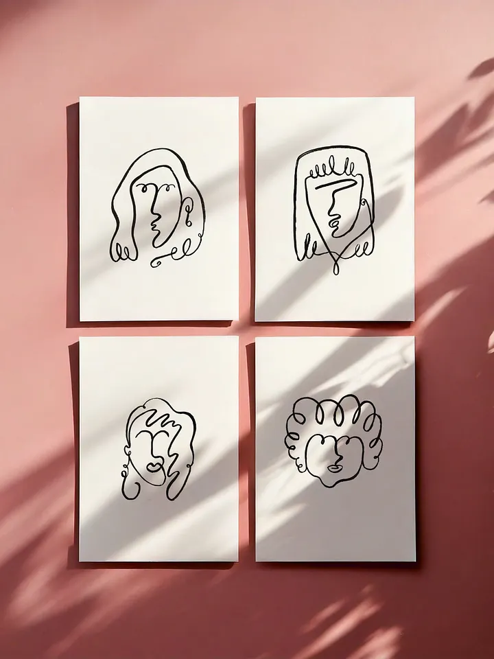Line Girls - Set of 4 - 5x7 Giclée Fine Art Prints product image (1)