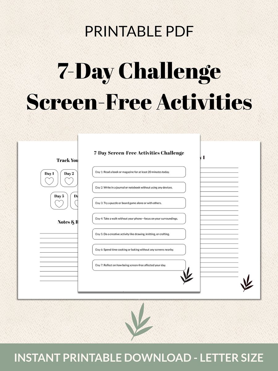 7-Day Screen-Free Activities Challenge Printable product image (2)