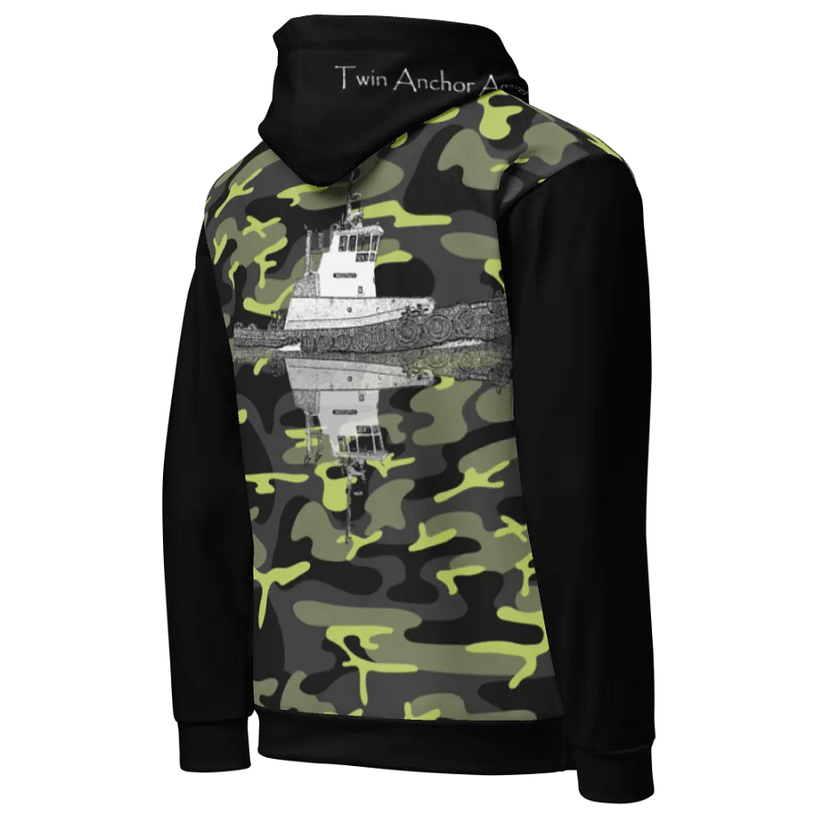 black & Green Camouflage Westrac tug Hoodie product image (8)