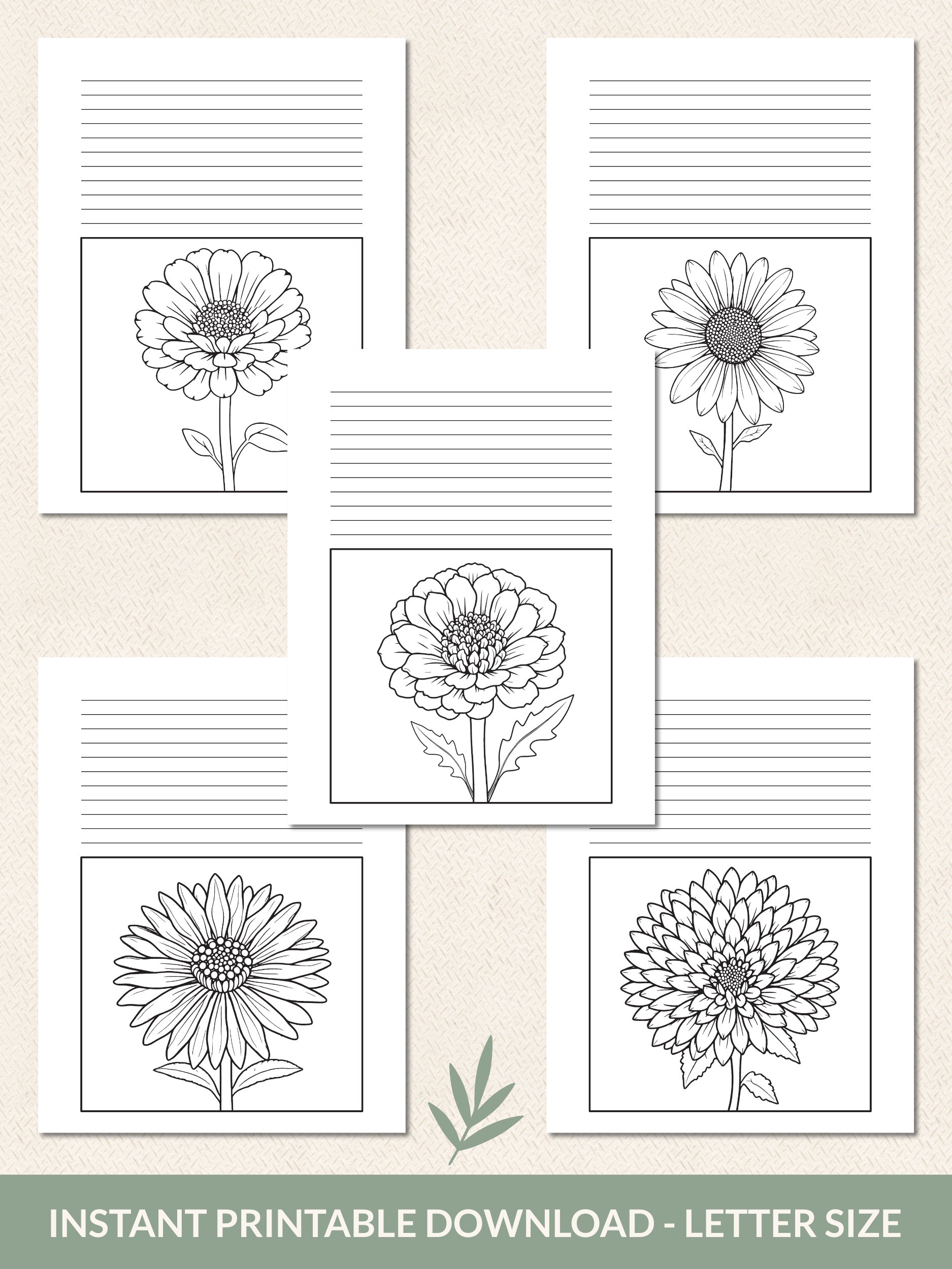 Printable 15-Page Flower Coloring Journal product image (2)