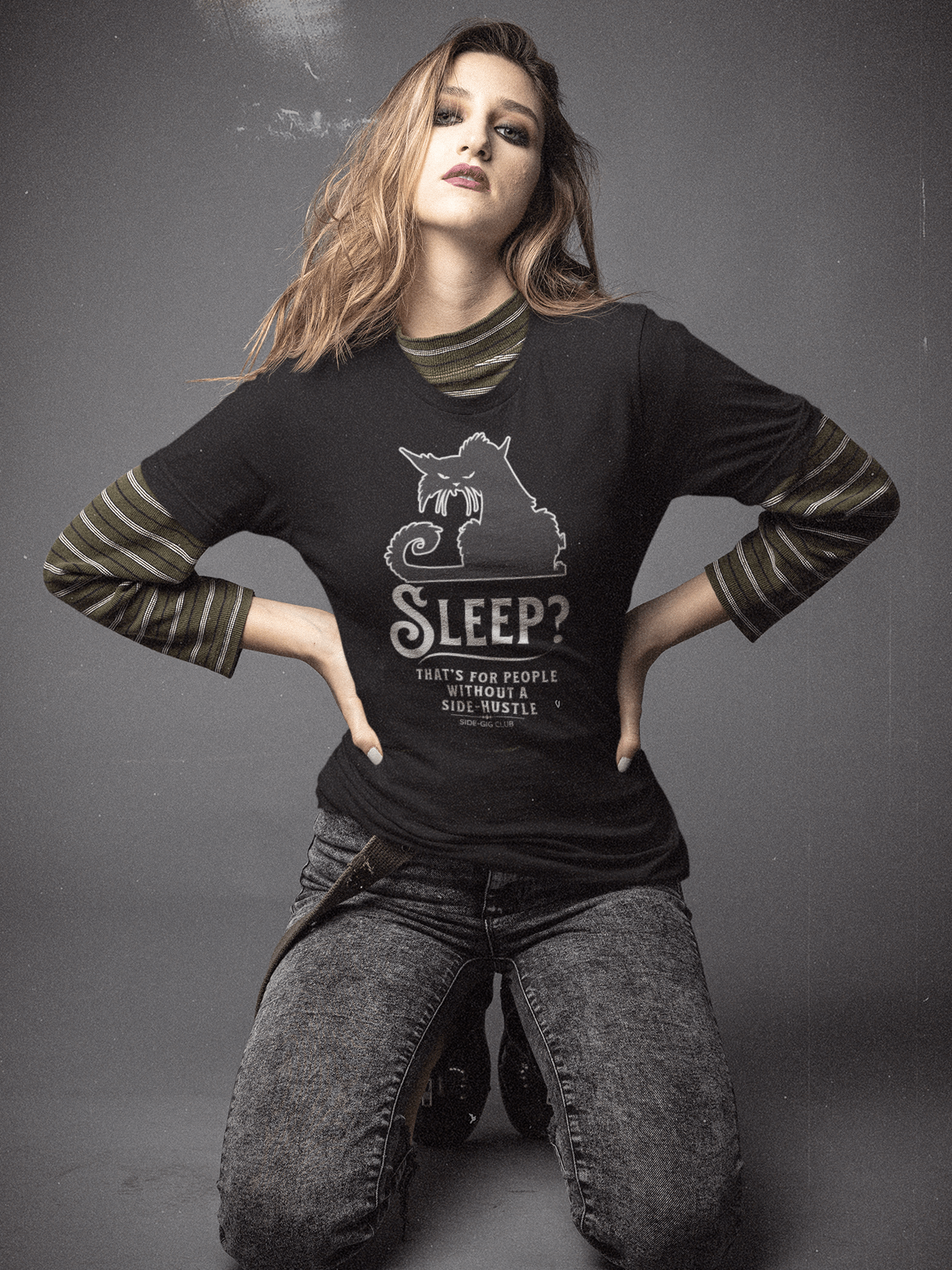 Sleepless Grind: Hustler Cat T-shirt product image (1)