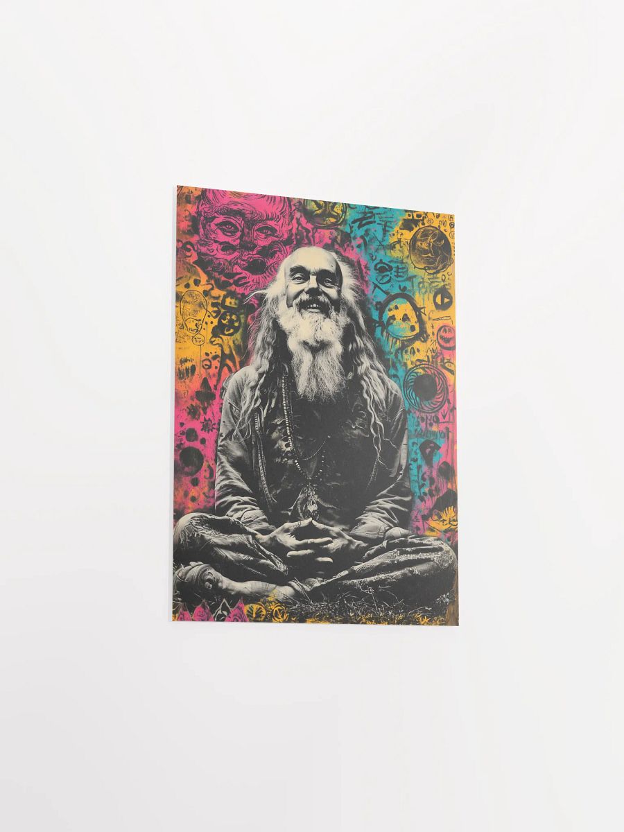 Psychedelic Guru Meditation: Visionary Spiritual Portrait with Cosmic Graffiti Art Print product image (7)