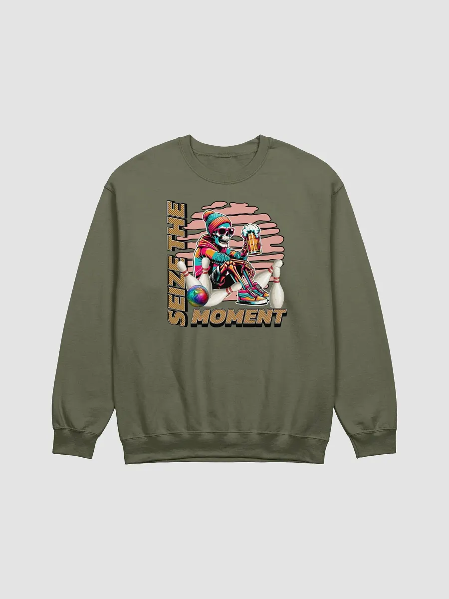 Seize The Moment Skeleton Beer Bowling Air-Spun Classic Crewneck product image (11)