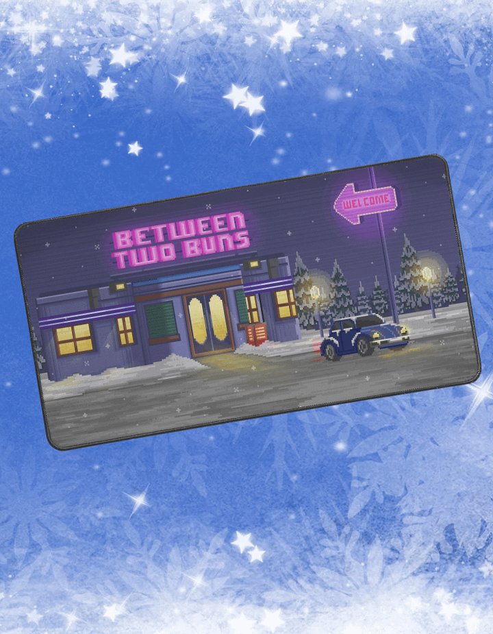 Winter Pixel Diner (Night) Deskmat product image (1)