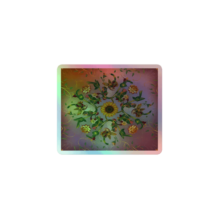 Holographic Floral Mandala Sticker - Vibrant Botanical Decal product image (1)