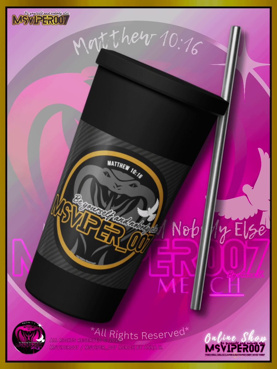 Tumbler - "MsViper_007™ Brand [gld-yllw/blk] - Support&Sport" Insulated Tumbler with a Straw By Anna H. product image (6)