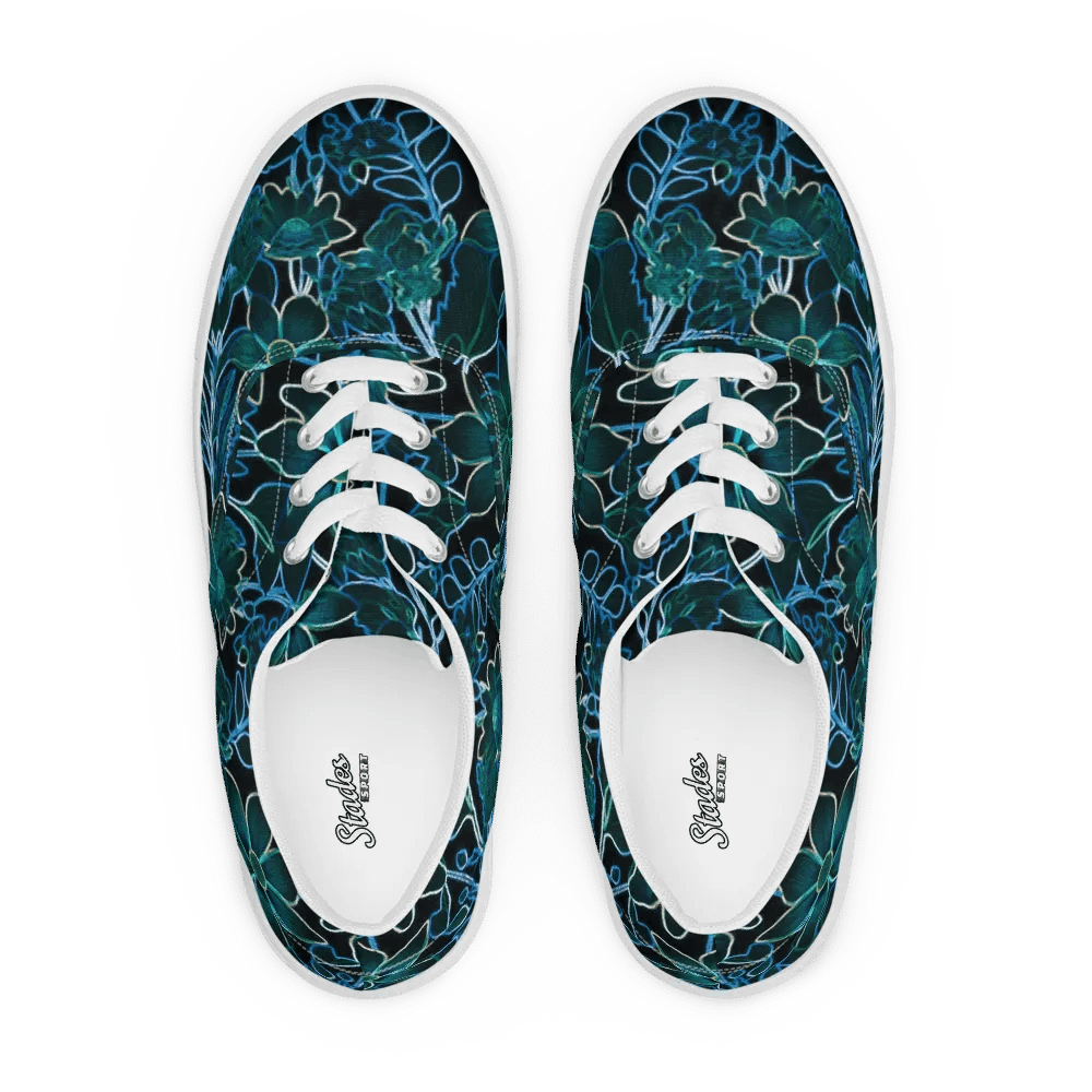 Trippy Floral Teal /Women's Lace-Up Canvas Shoes by Allcolor product image (1)