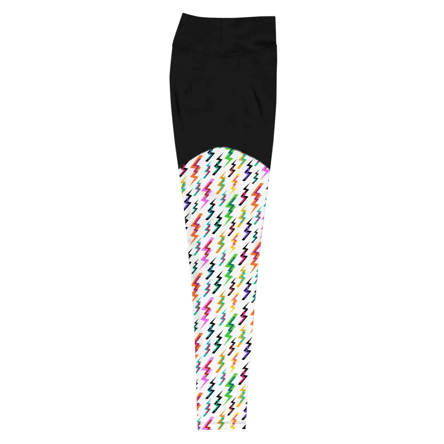 Lightening Bolts 1980s Pattern, Rainbow Color Leggings product image (10)
