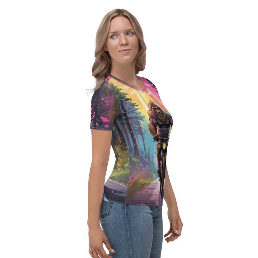 Bigfoot Riding a Motorcycle All Over Print T-shirt product image (4)