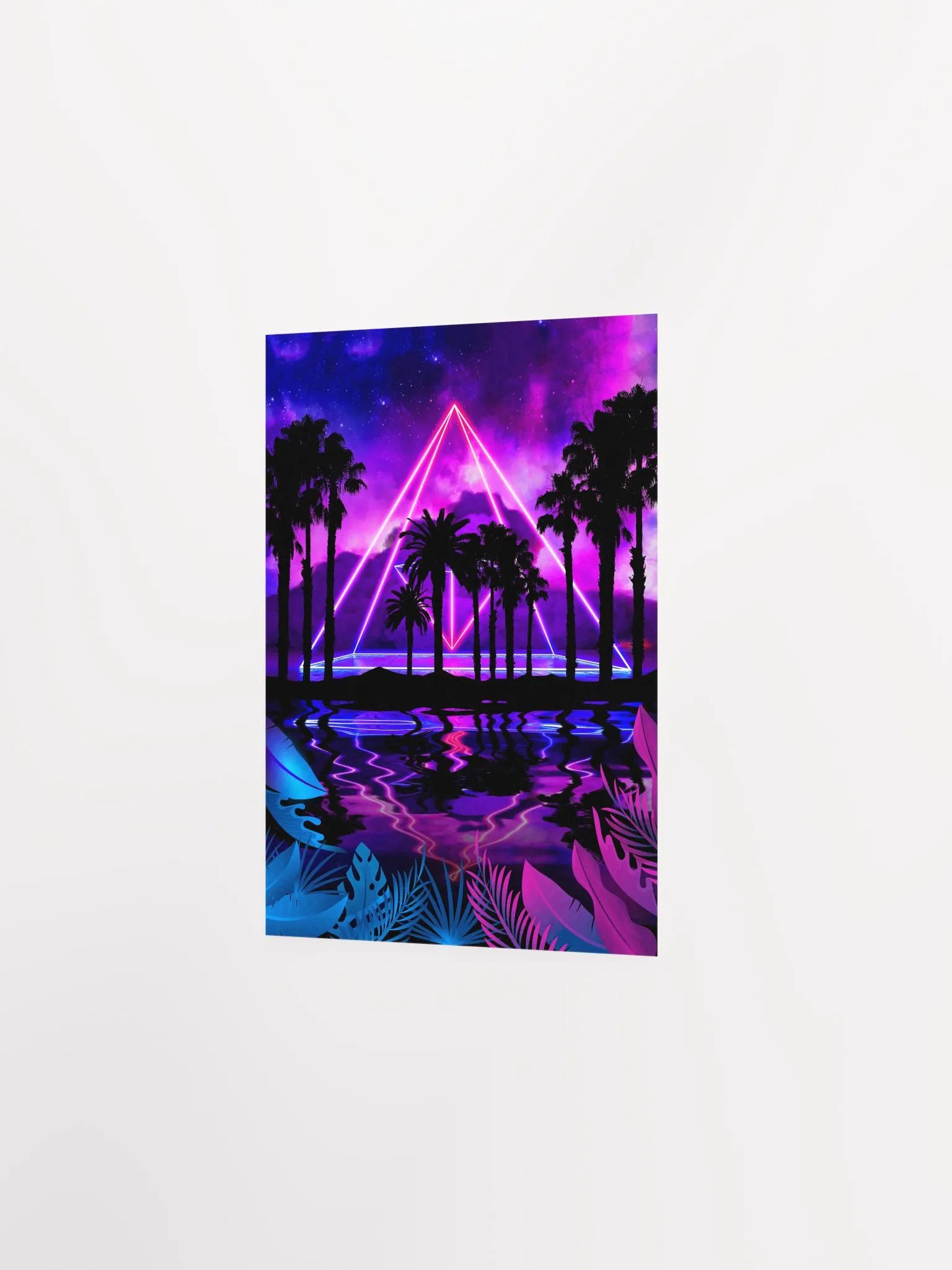 Neon palms landscape: Pyramid [synthwave/vaporwave/cyberpunk] — Aesthetic poster, retrowave poster, vaporwave poster, neon art, space poster product image (8)
