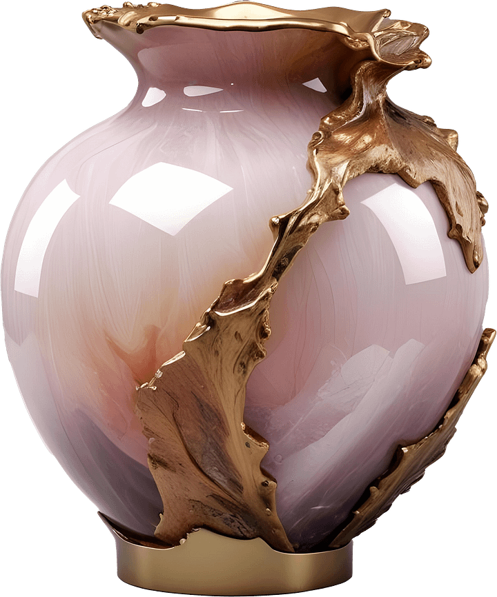 Golden Embrace – Romantic Glass Vase PNG product image (1)