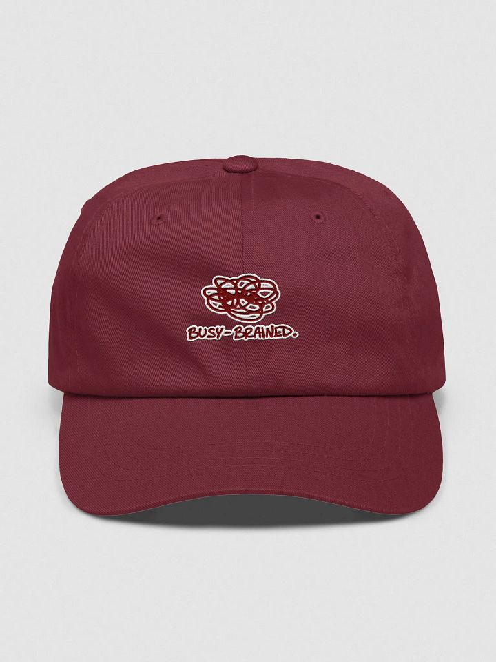 BUSY-BRAINED (maroon + white lined design) classic dad hat product image (9)