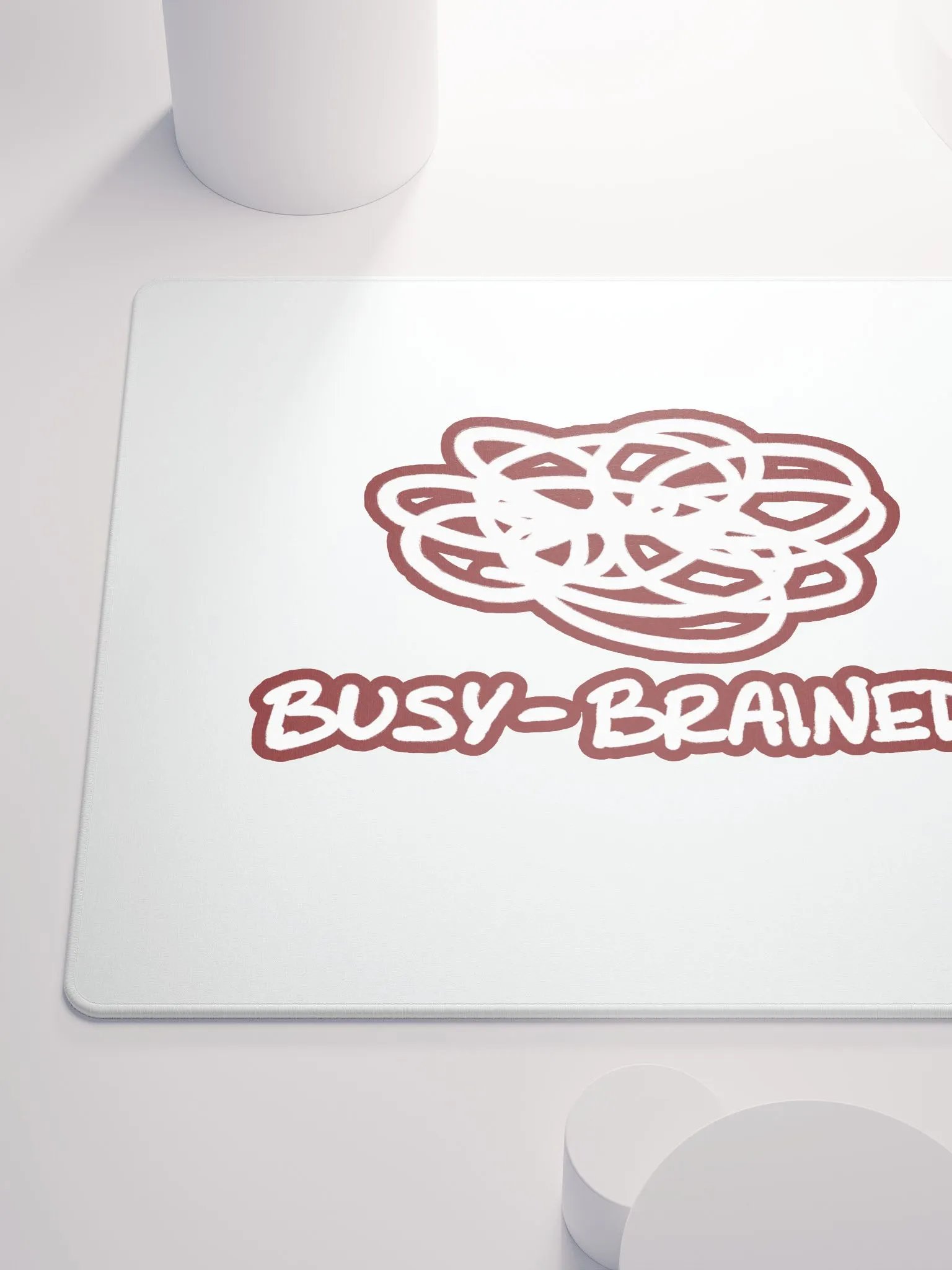 BUSY-BRAINED (lined design, #6D1616) mouse pad product image (6)
