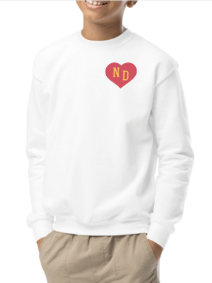 ND Heart Small Red Youth Unisex Sweatshirt product image (1)