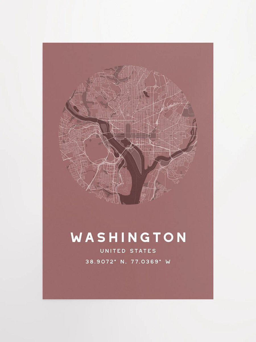 Washington Street Map Poster – Red Minimalist Circular City Art product image (4)
